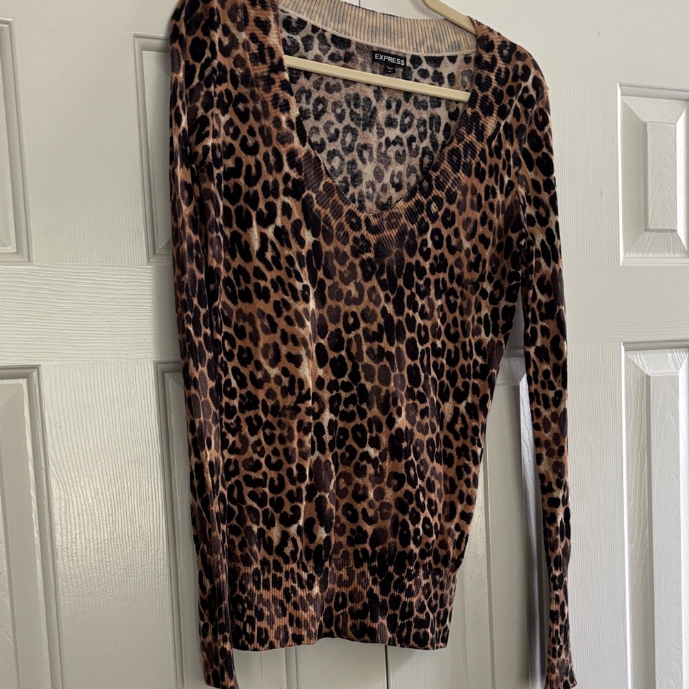 Express Brown and Black Fitted Blouse
